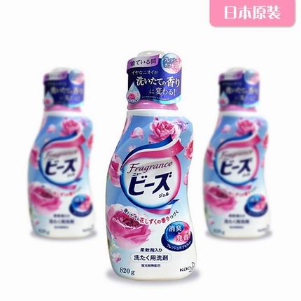 日本原装花王KAO含天然柔顺剂洗衣液玫瑰果香820g